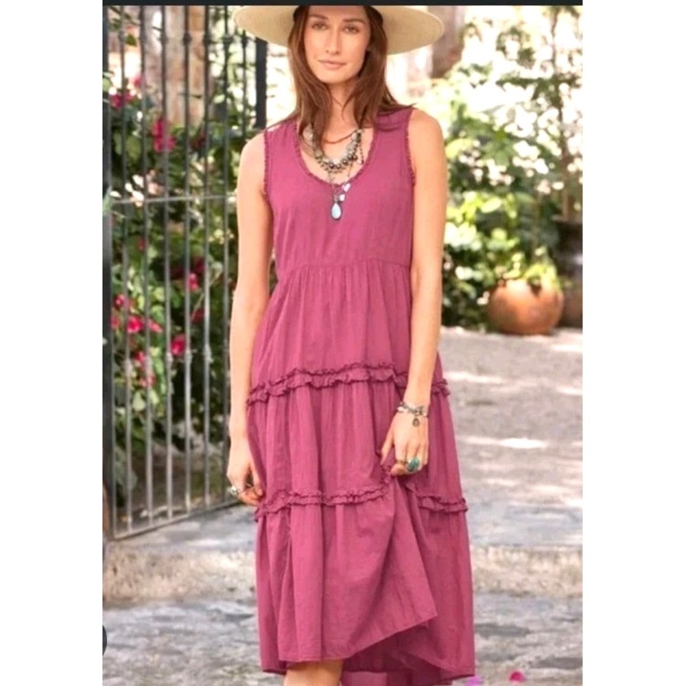 Sundance Womens XS Petite Dress Tiered Long Midi Bohemian Ruffles Cotton